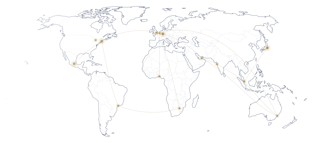 Global network map representing RJR’s in-country regulatory support across more than 80 countries.